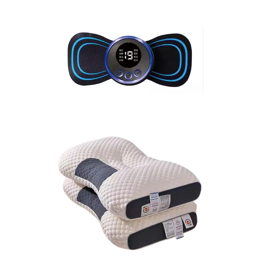 COMBO ALMOHADA ORTOPEDICA CERVICAL DESCANSO + MASAJEADOR ELECTRICO